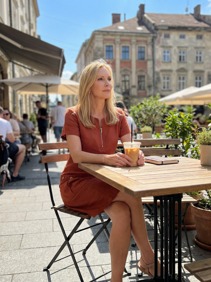 Women's Zip Neck Dress with Pocket Detail for Everyday Wear